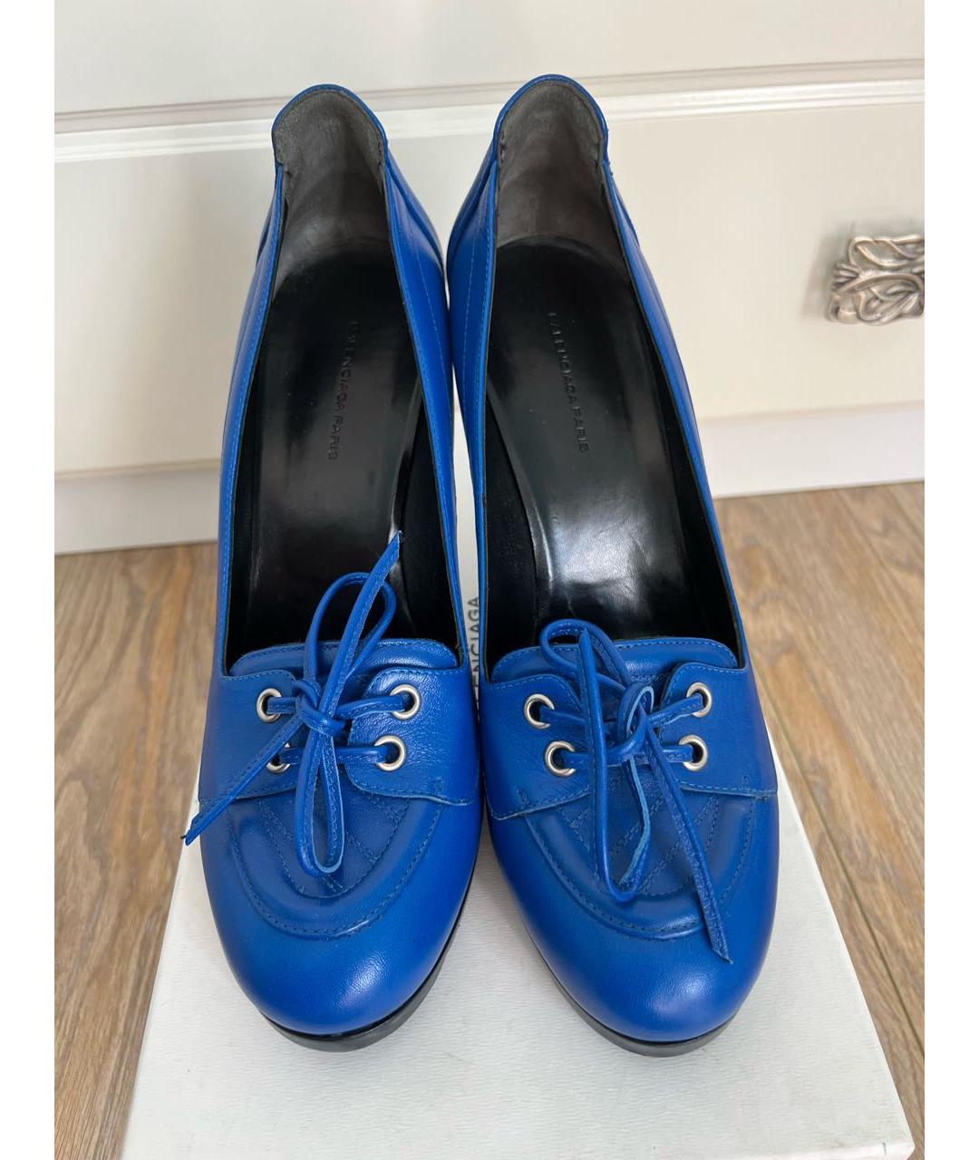 BALENCIAGA Синие кожаные туфли, фото 2