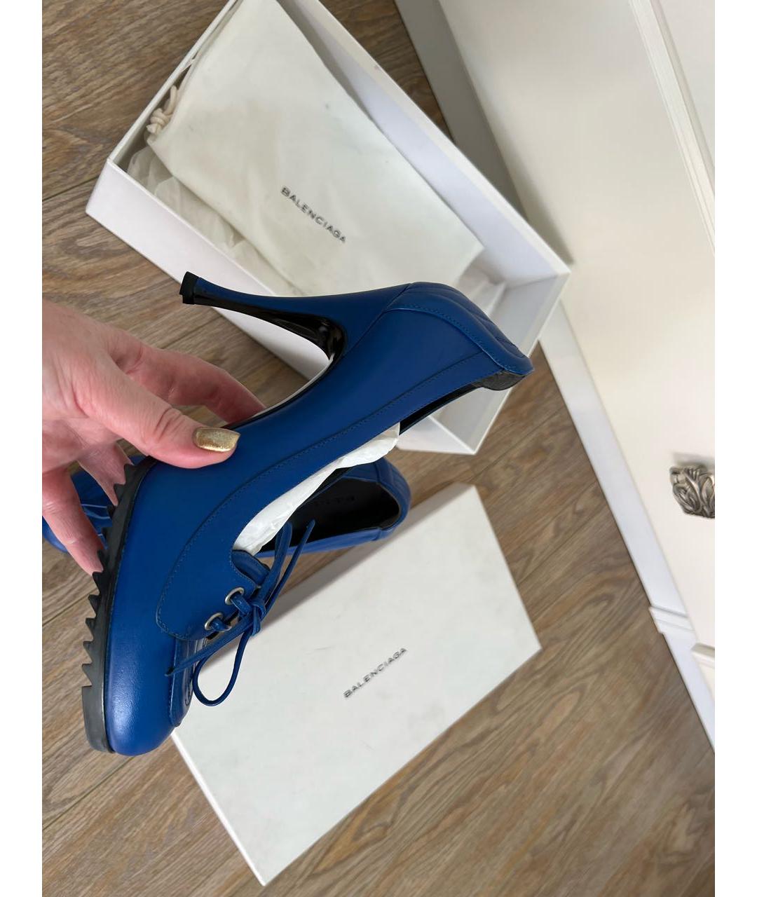 BALENCIAGA Синие кожаные туфли, фото 5