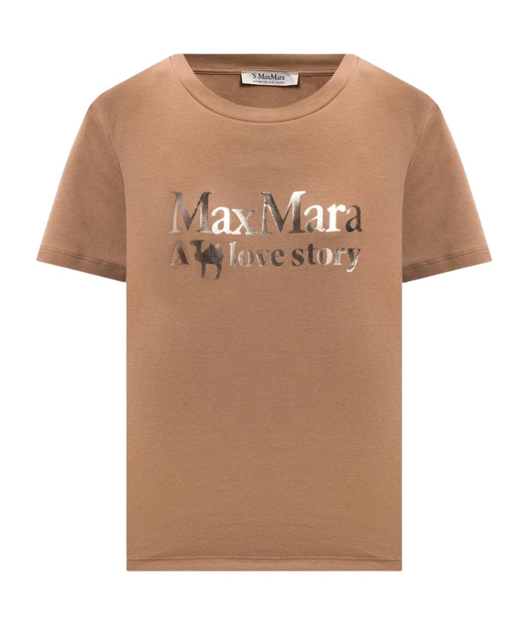 'S MAX MARA Коричневая хлопковая футболка, фото 1