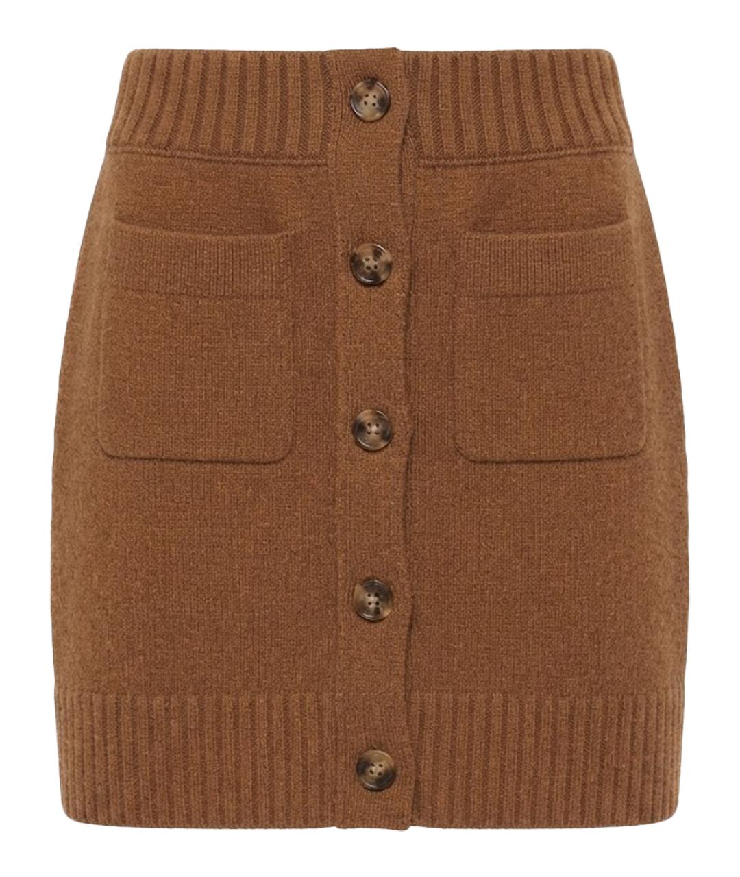 BURBERRY Коричневая хлопковая юбка мини, фото 1