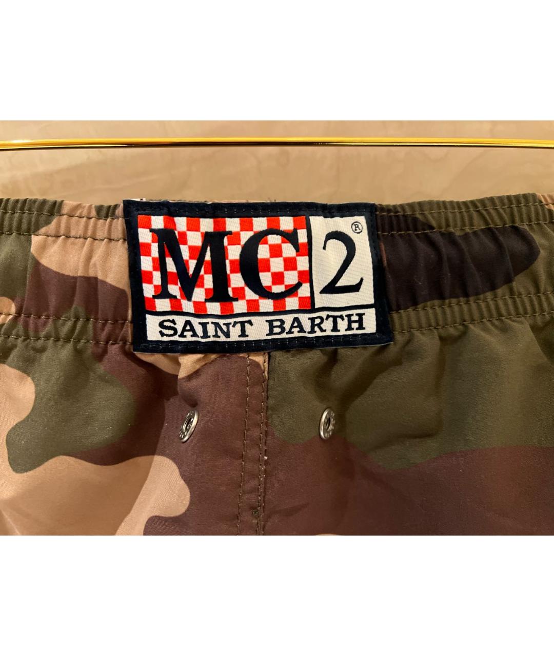 MC2 SAINT BARTH Хаки полиэстеровые шорты, фото 5