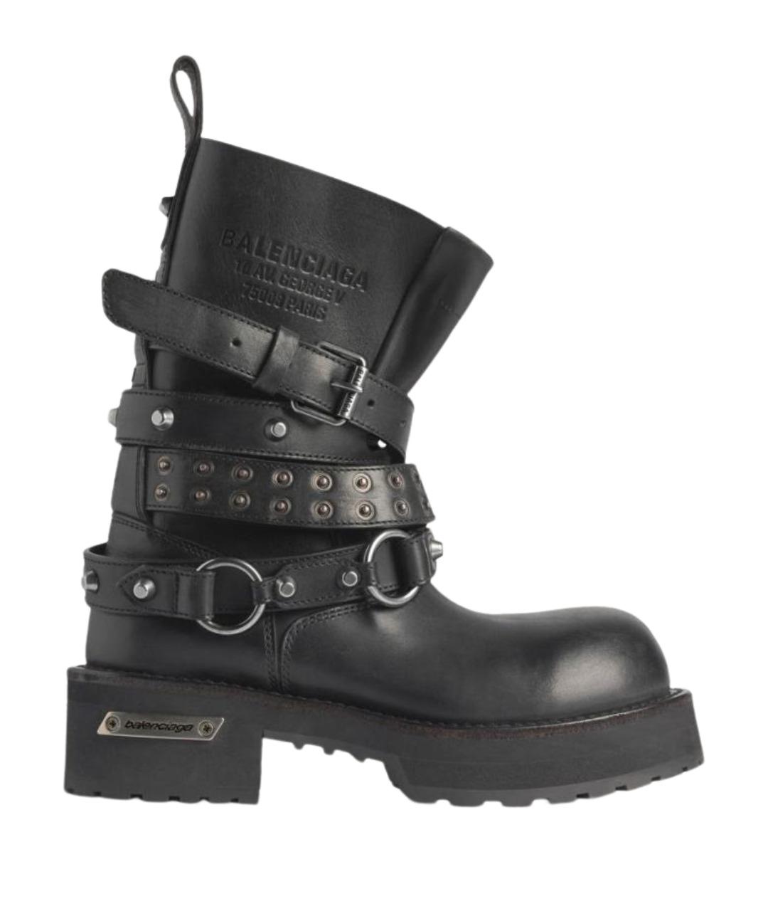 BALENCIAGA Черные кожаные ботинки, фото 1