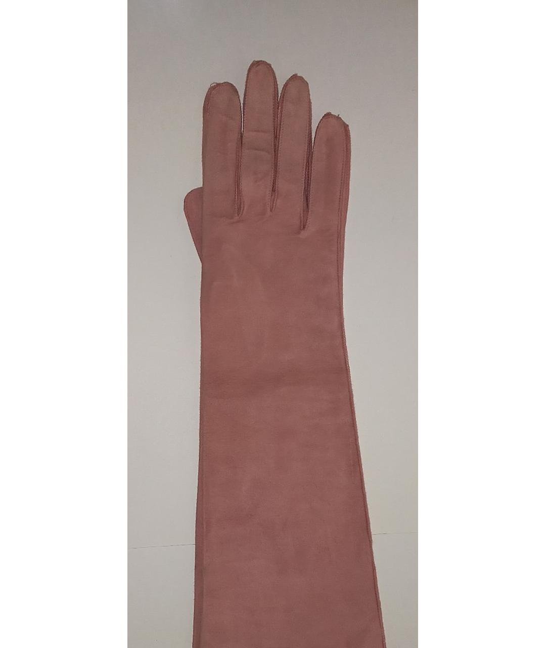 'S MAX MARA Розовые кожаные перчатки, фото 5