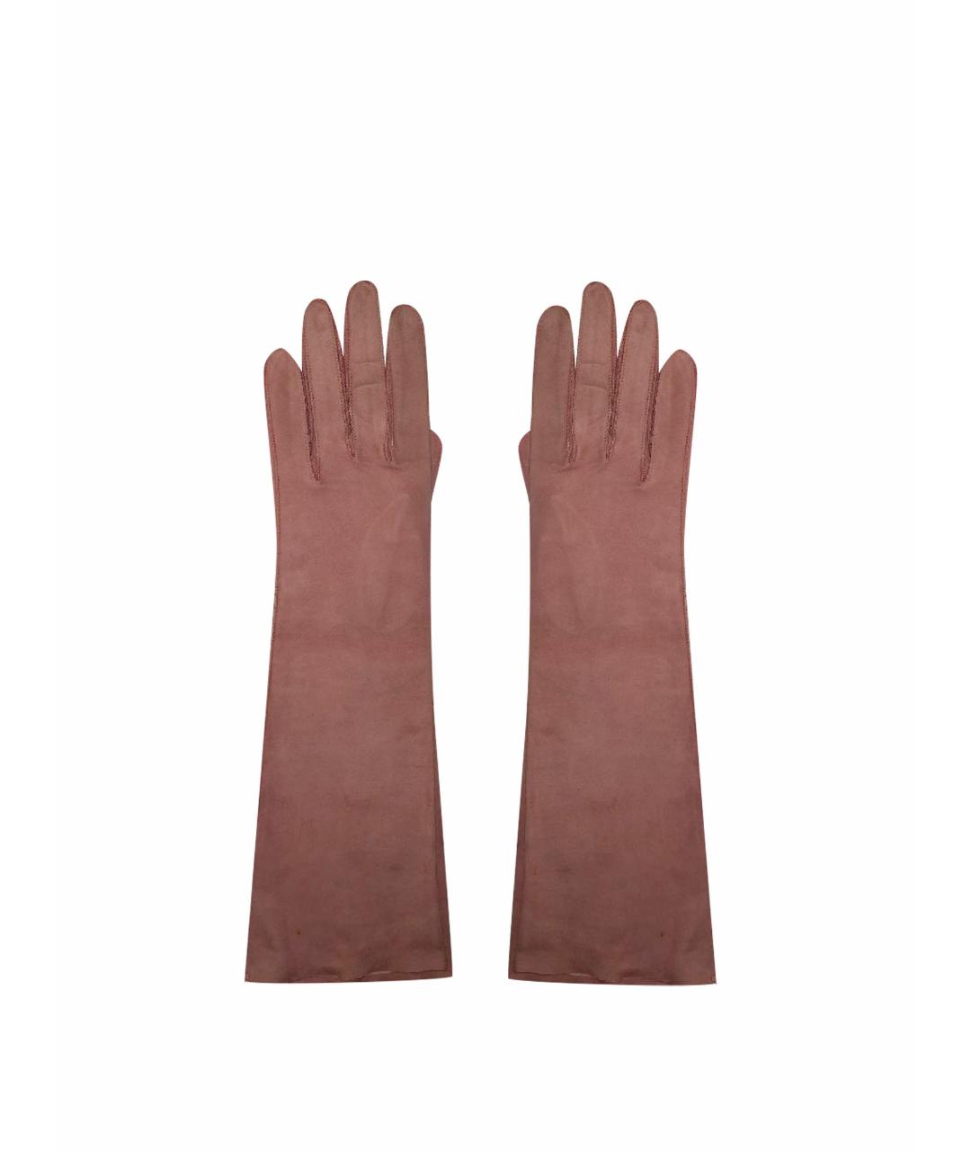 'S MAX MARA Розовые кожаные перчатки, фото 1