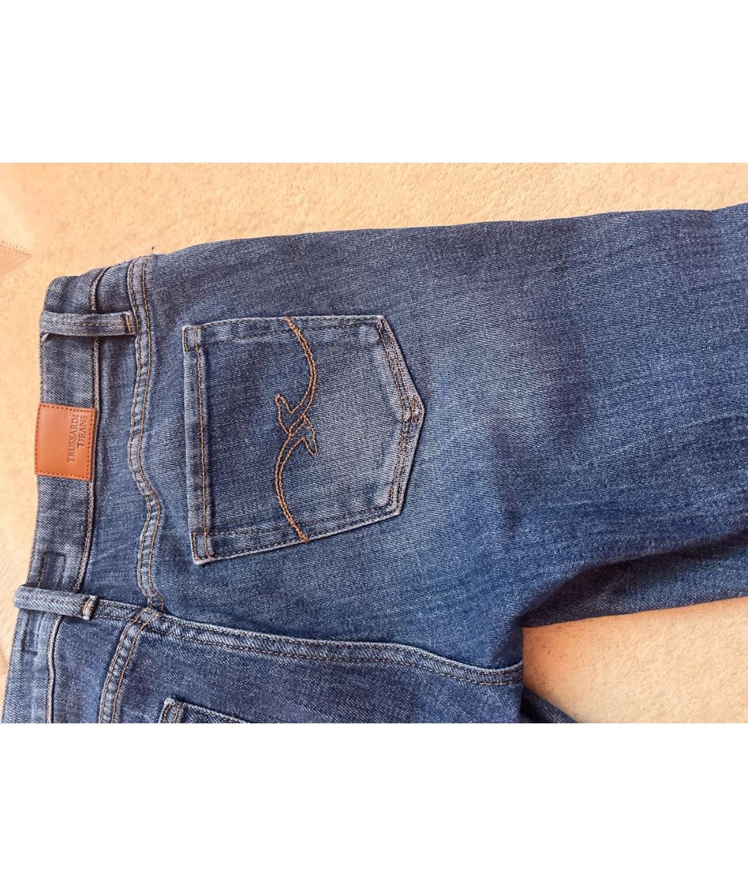 TRUSSARDI JEANS Голубые хлопко-эластановые джинсы слим, фото 6