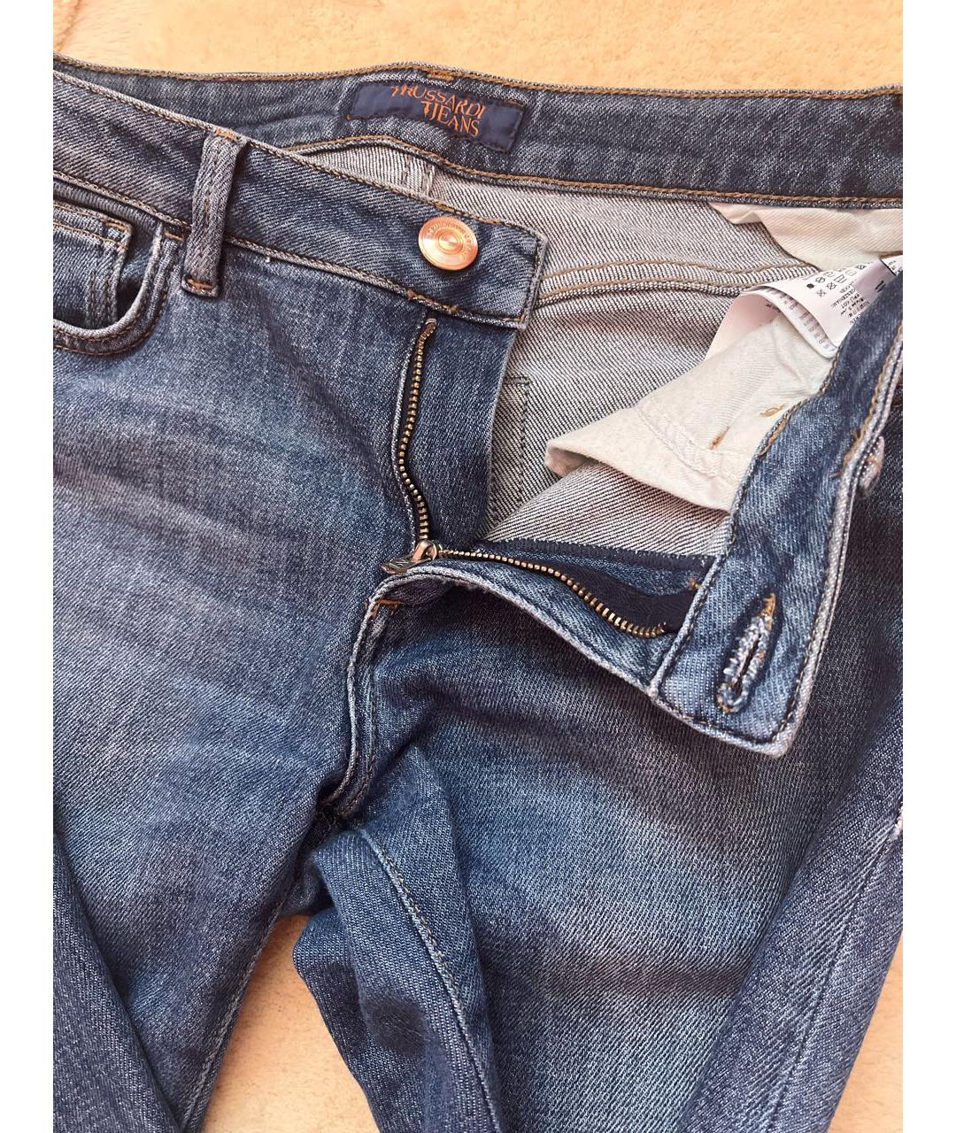 TRUSSARDI JEANS Голубые хлопко-эластановые джинсы слим, фото 2