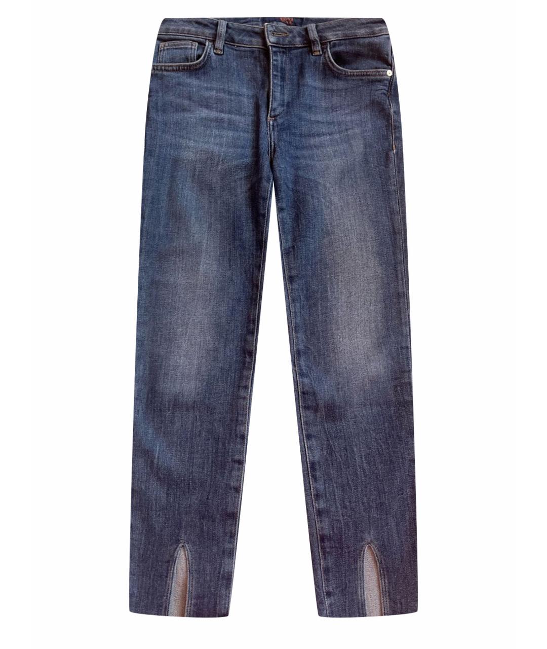 TRUSSARDI JEANS Голубые хлопко-эластановые джинсы слим, фото 1