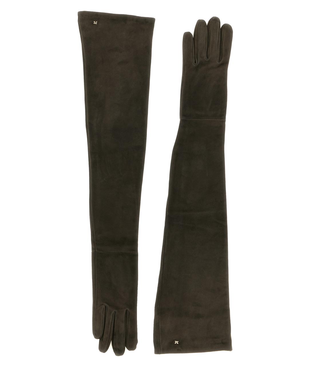 MAX MARA Коричневые кожаные перчатки, фото 1