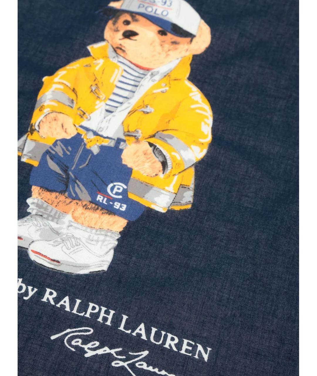 RALPH LAUREN Синий шерстяной шарф, фото 2