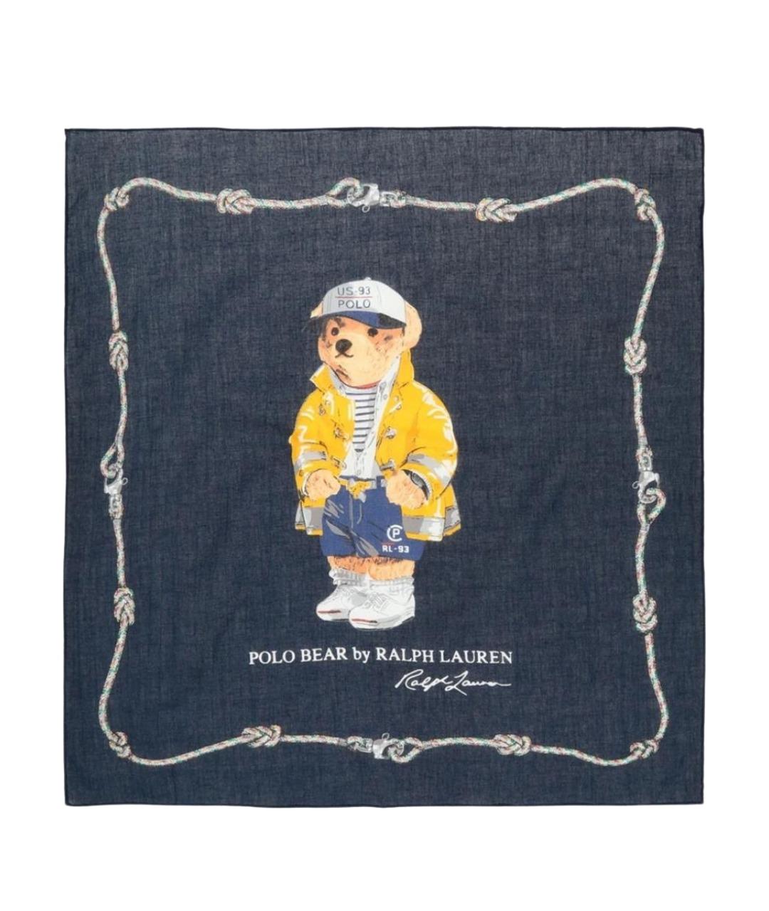 RALPH LAUREN Синий шерстяной шарф, фото 1