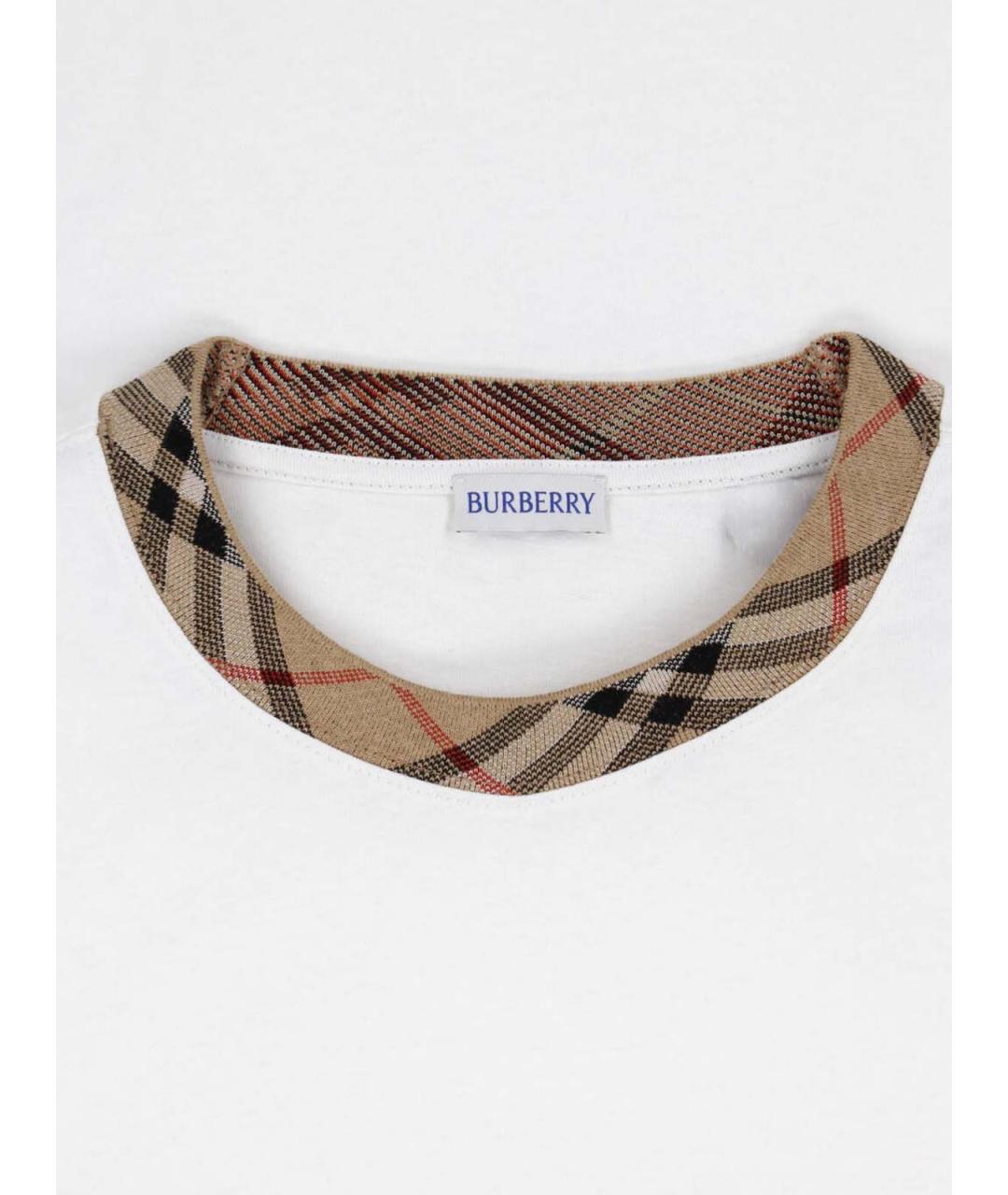 BURBERRY Белая хлопковая футболка, фото 3