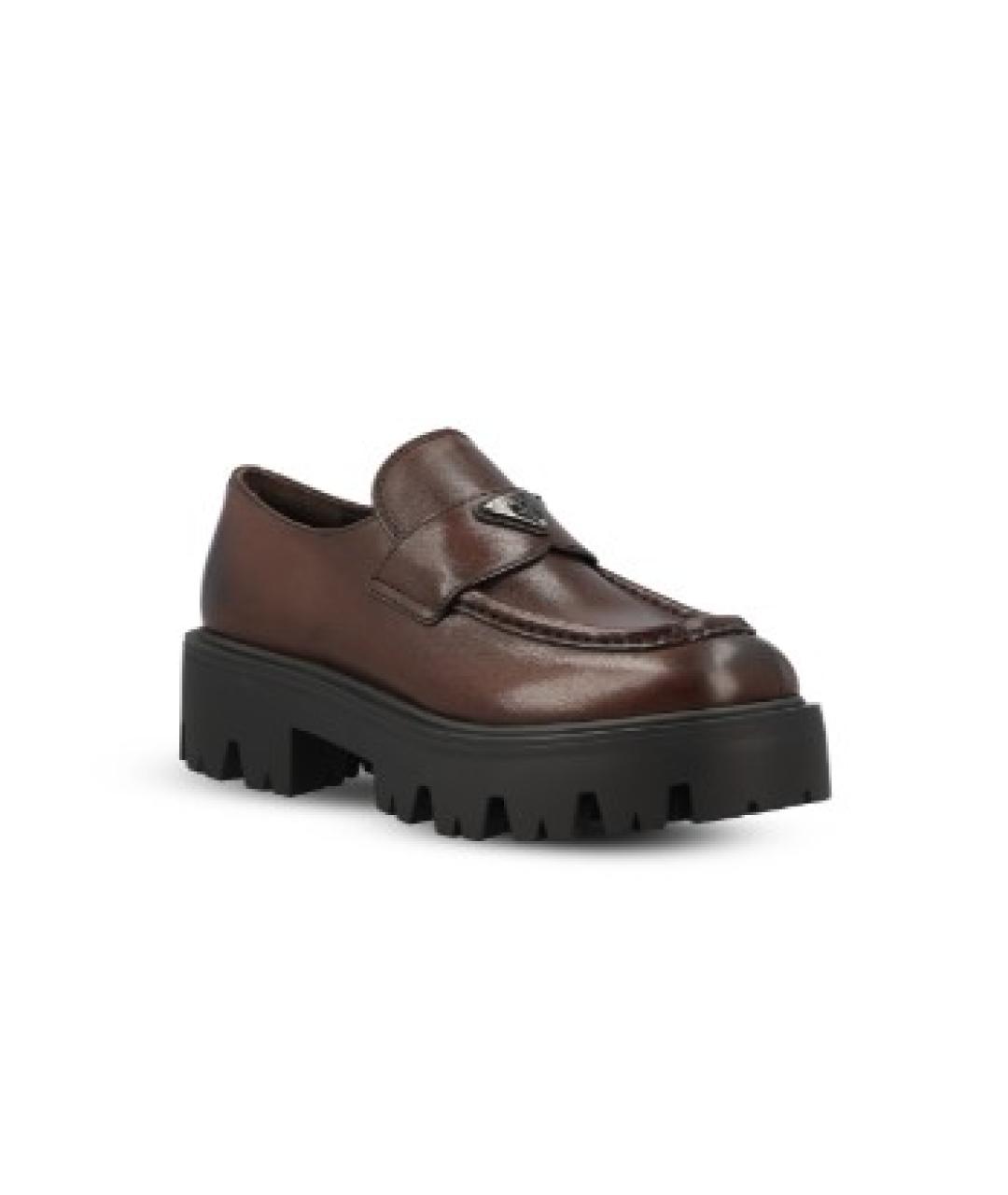 PRADA Коричневые кожаные лоферы, фото 2