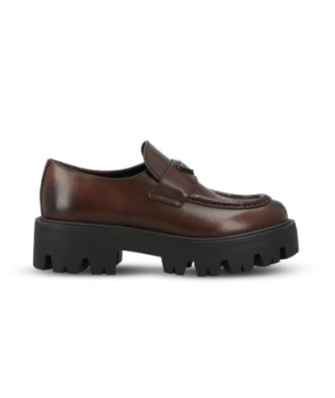 PRADA Коричневые кожаные лоферы, фото 4