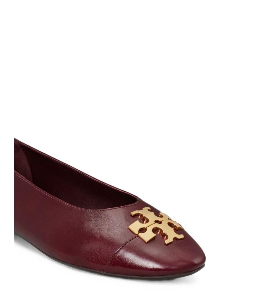 TORY BURCH Бордовые кожаные балетки, фото 4