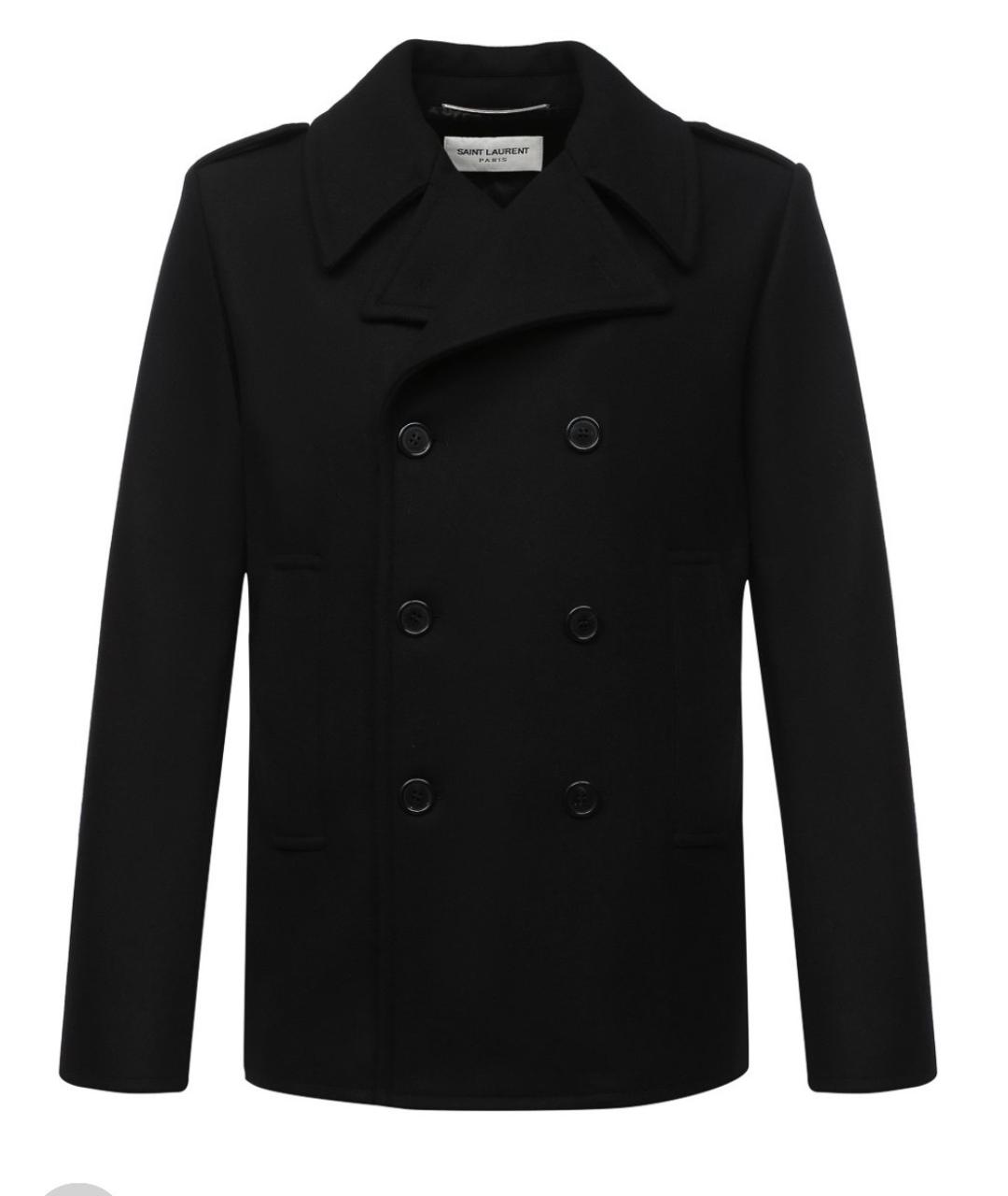 SAINT LAURENT Черное шерстяное пальто, фото 3