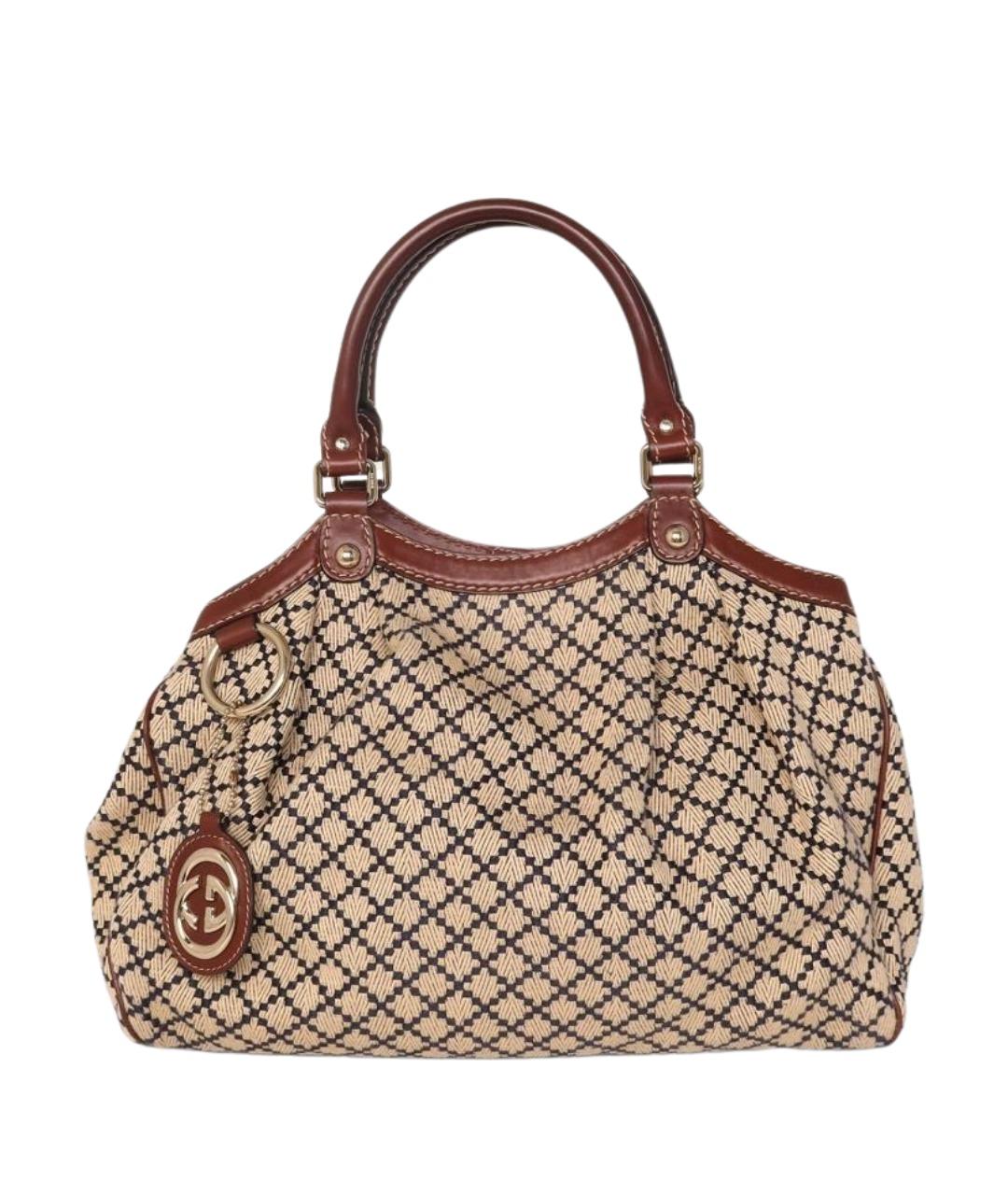 GUCCI Бежевая тканевая сумка тоут, фото 1