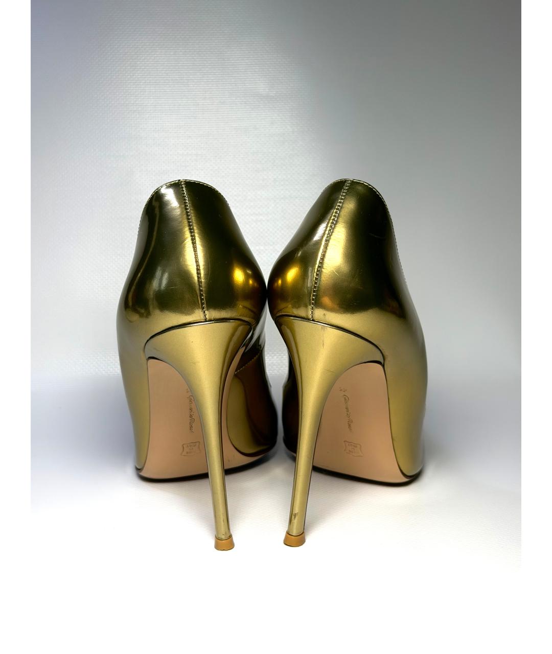 GIANVITO ROSSI Золотые кожаные туфли, фото 4