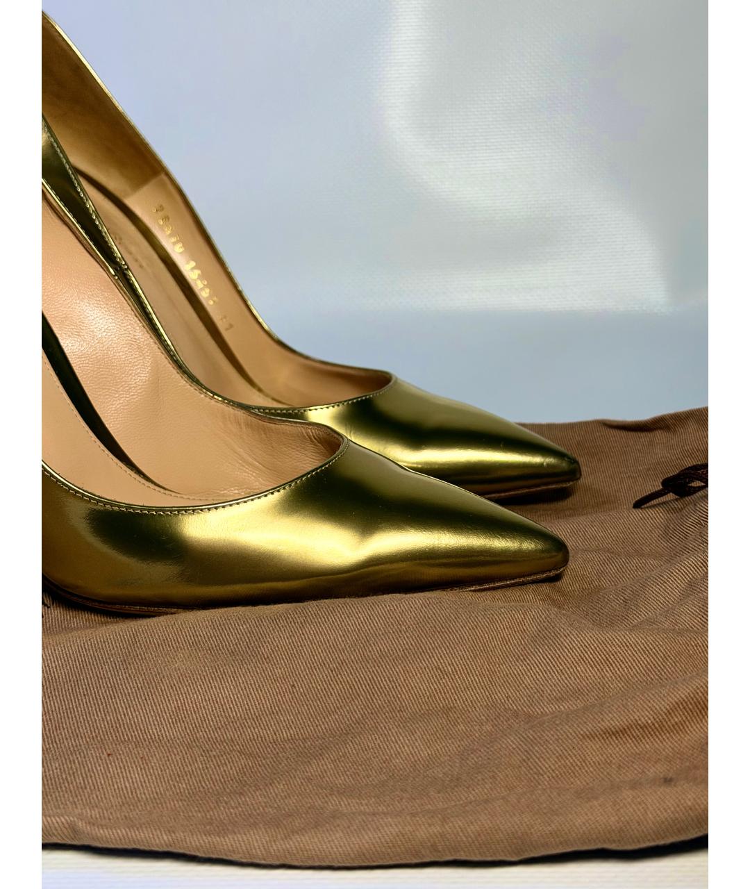 GIANVITO ROSSI Золотые кожаные туфли, фото 9