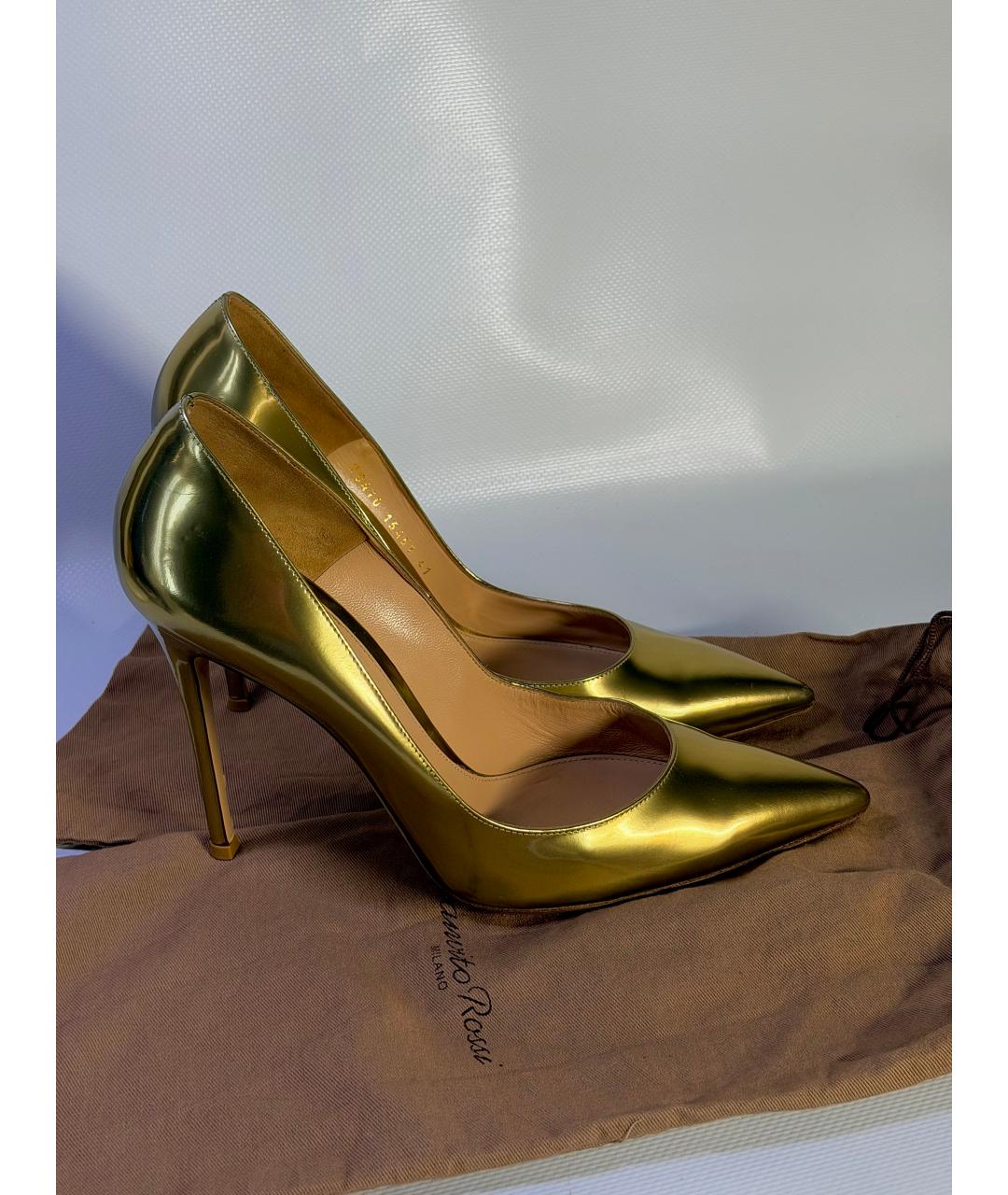 GIANVITO ROSSI Золотые кожаные туфли, фото 6