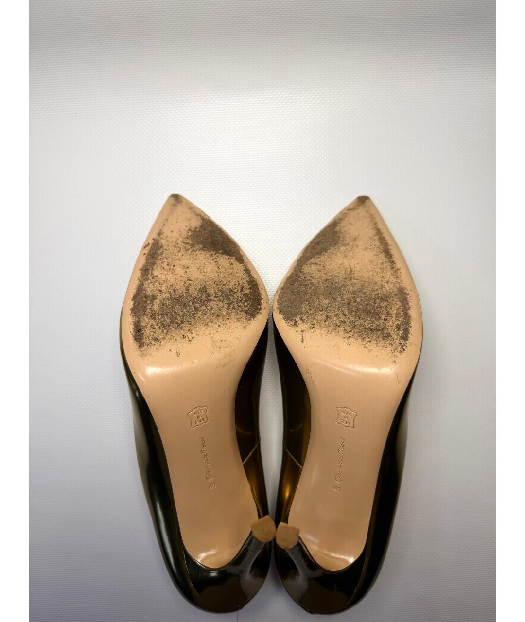 GIANVITO ROSSI Золотые кожаные туфли, фото 5