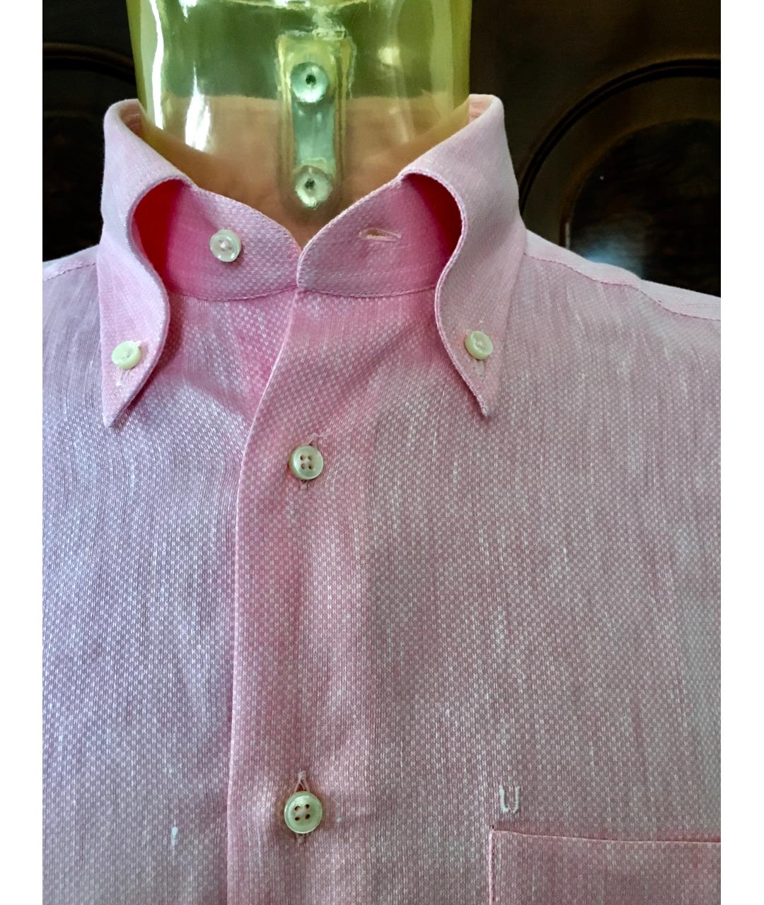 EMANUEL UNGARO Розовая льняная классическая рубашка, фото 2