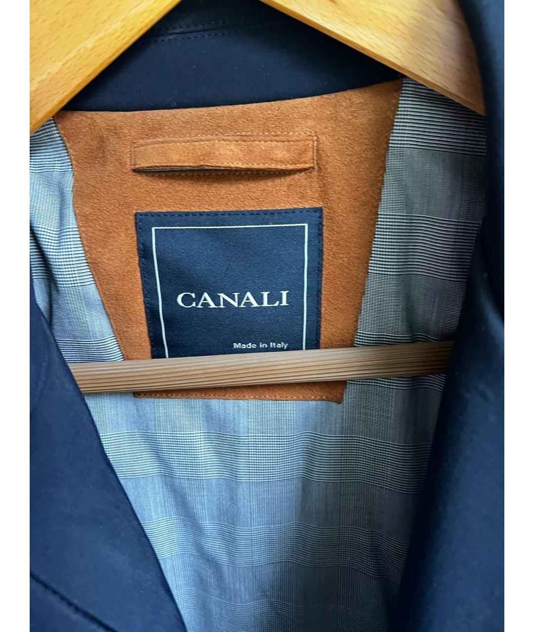 CANALI Темно-синяя полиуретановая куртка, фото 4