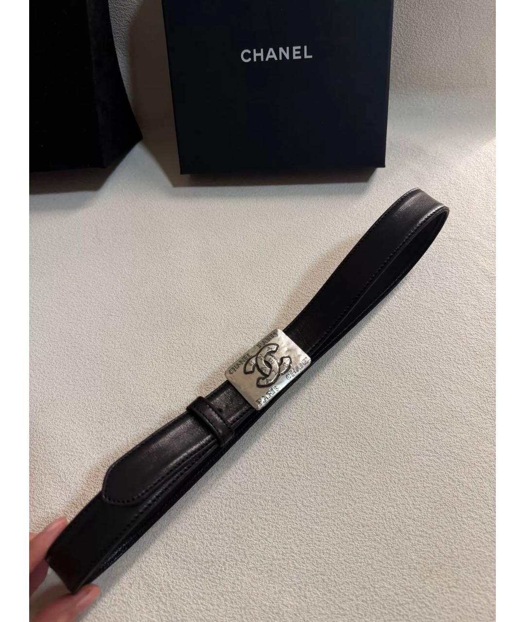 CHANEL Черный кожаный ремень, фото 5