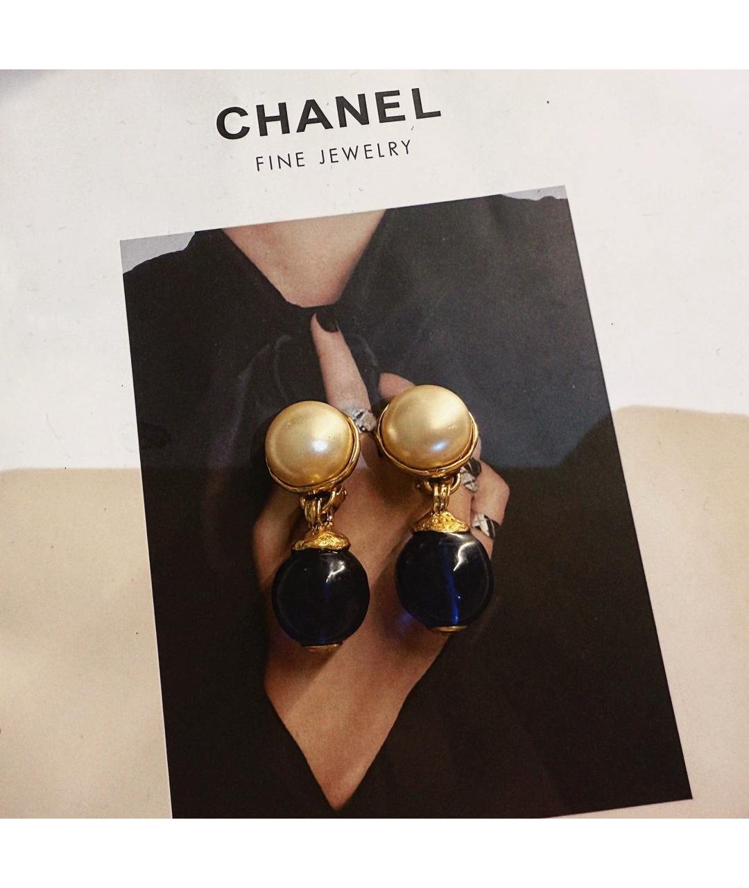 CHANEL Синие жемчужные серьги, фото 4