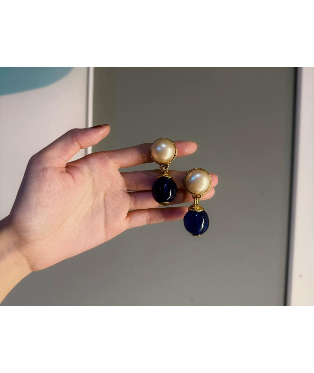 CHANEL Синие жемчужные серьги, фото 6
