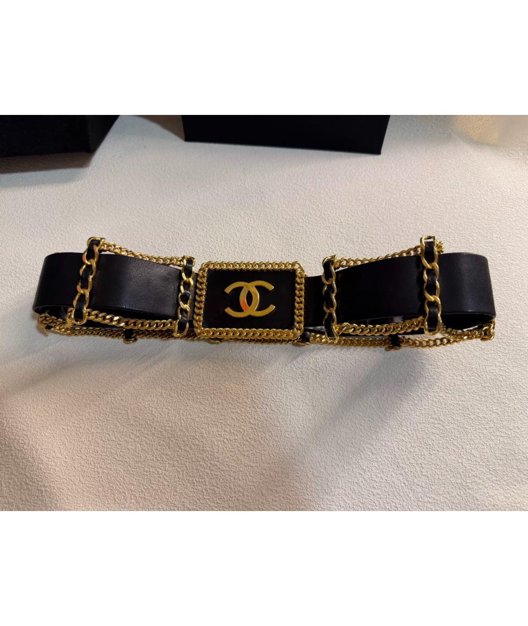 CHANEL Черный кожаный ремень, фото 2