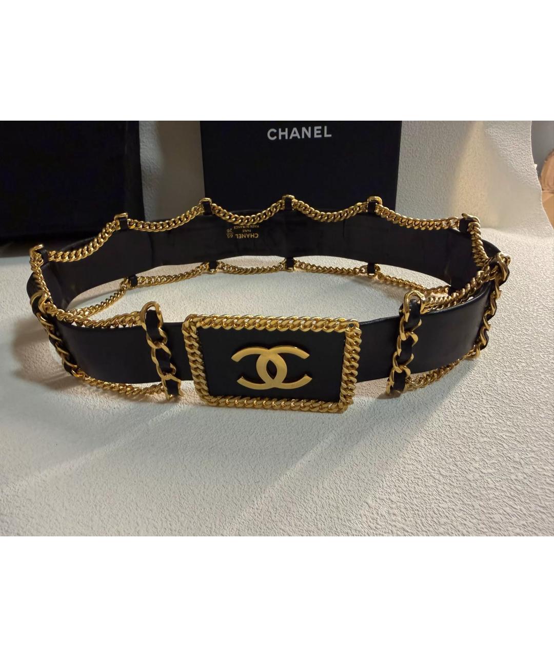 CHANEL Черный кожаный ремень, фото 1