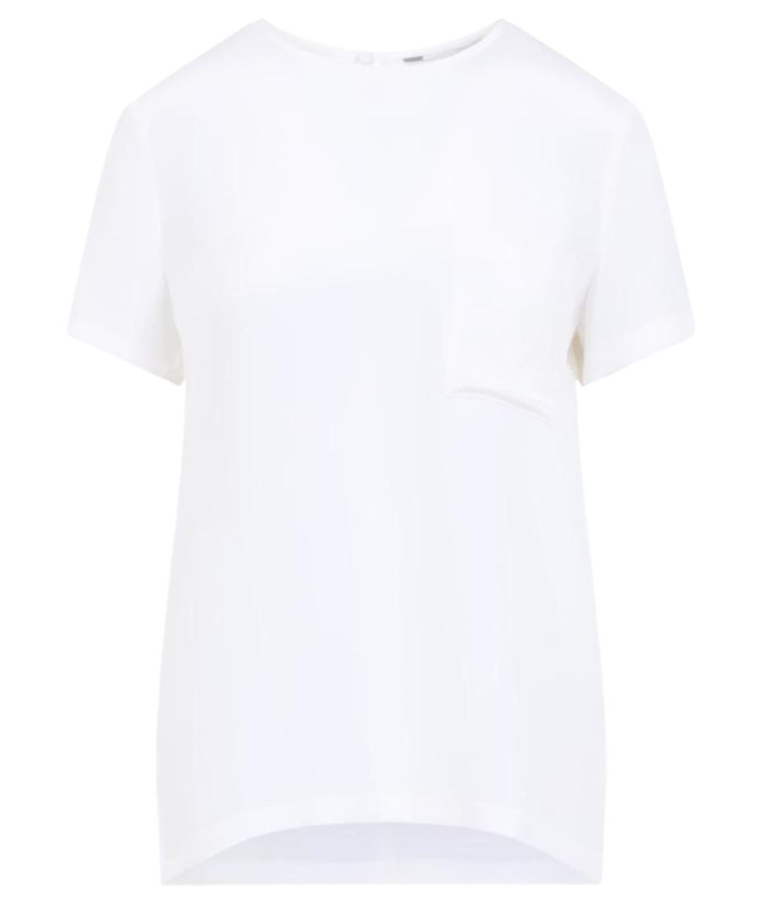 MAX MARA Белая шелковая футболка, фото 1