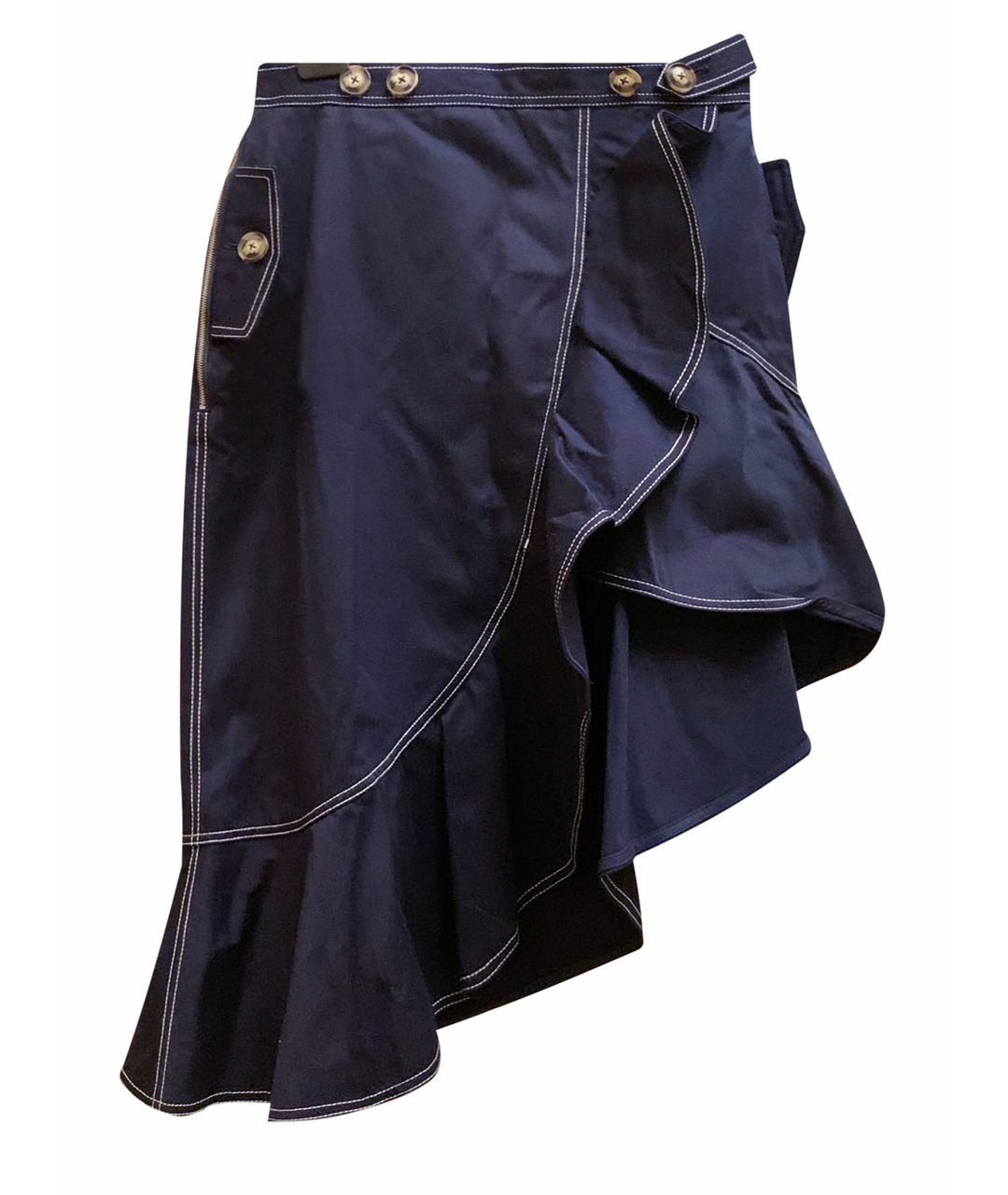 SELF-PORTRAIT Темно-синяя хлопковая юбка миди, фото 1