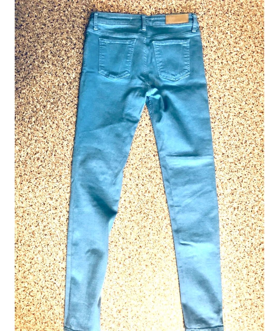 VICTORIA BECKHAM Голубые хлопко-эластановые джинсы слим, фото 6