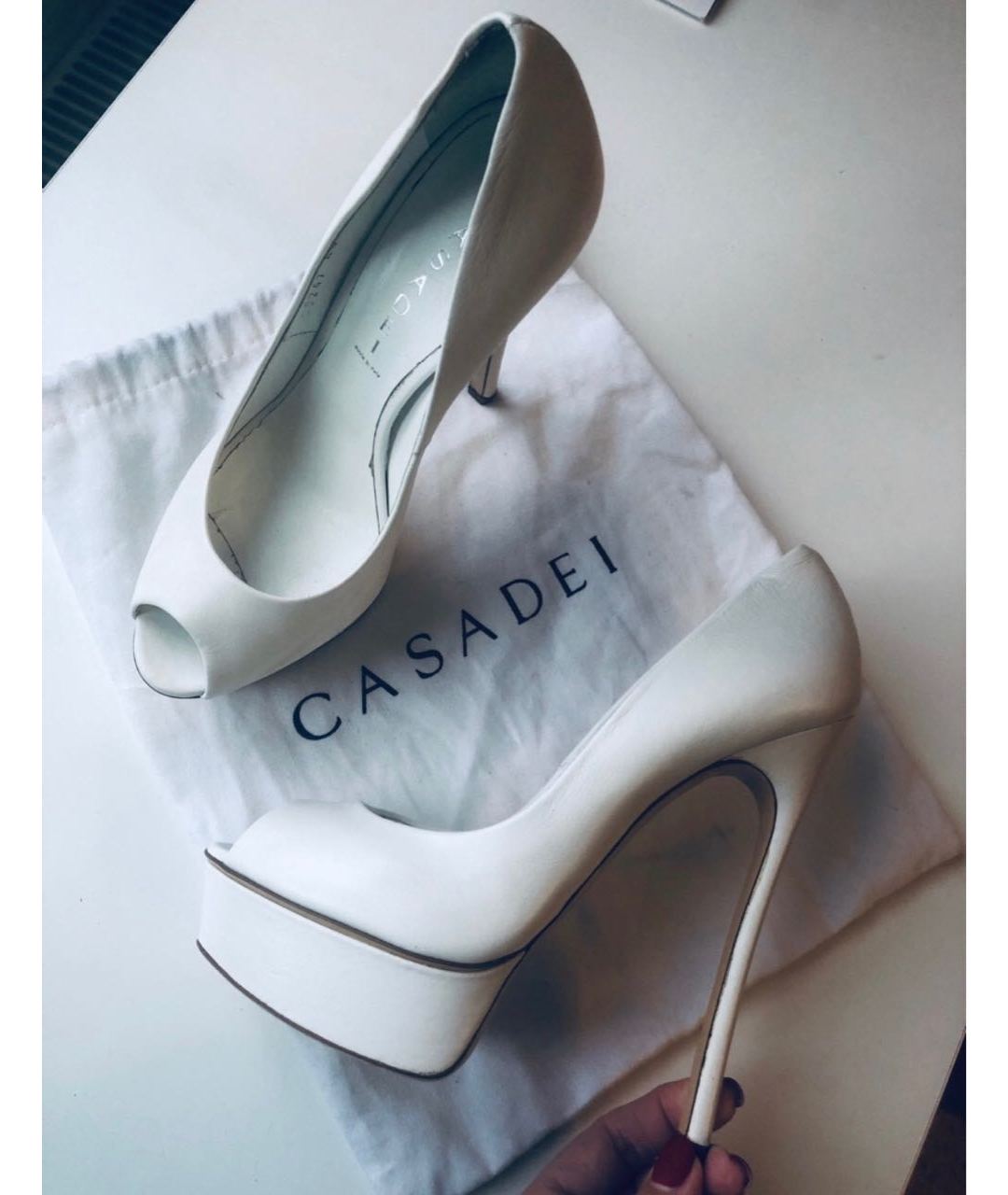CASADEI Белые кожаные туфли, фото 5
