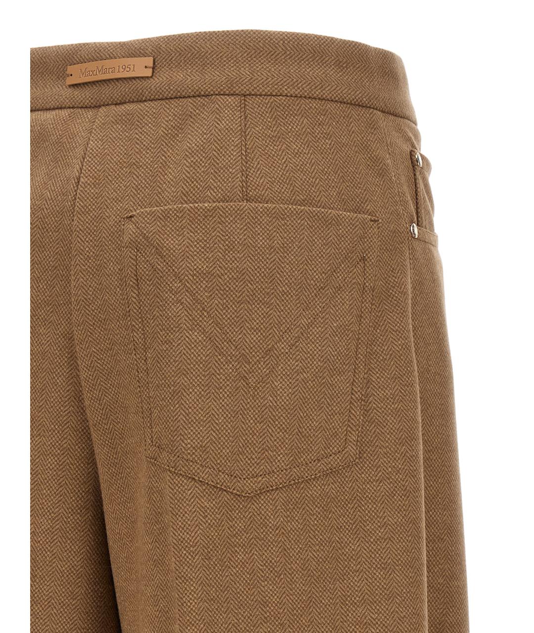 MAX MARA Коричневые шерстяные прямые брюки, фото 4