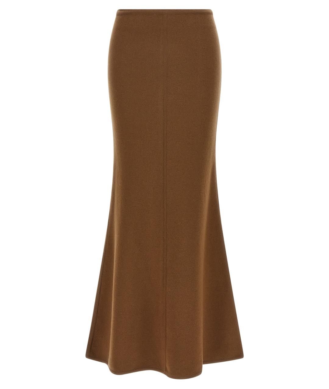 MAX MARA Коричневая шерстяная юбка макси, фото 1
