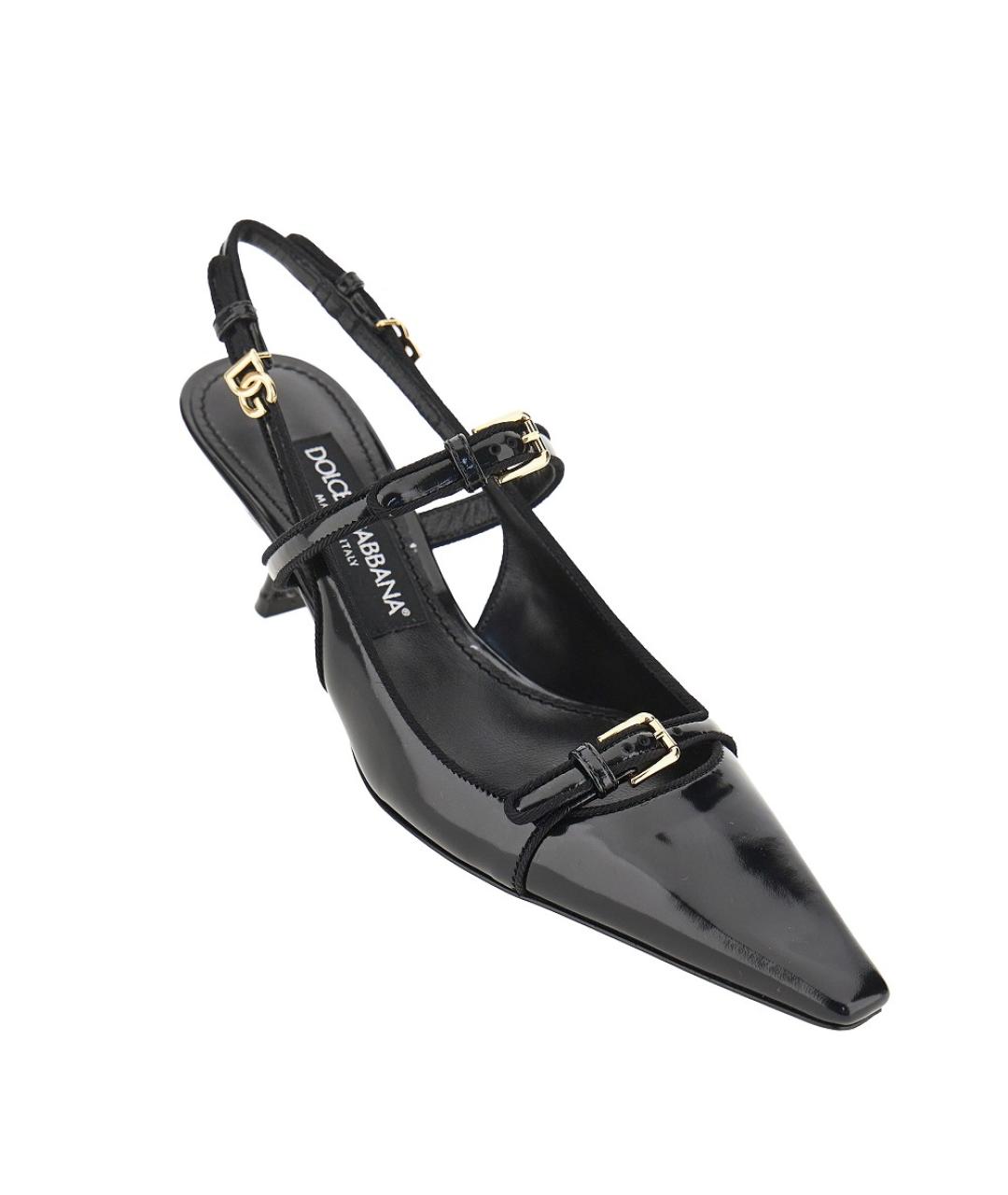 DOLCE&GABBANA Черные кожаные туфли, фото 2