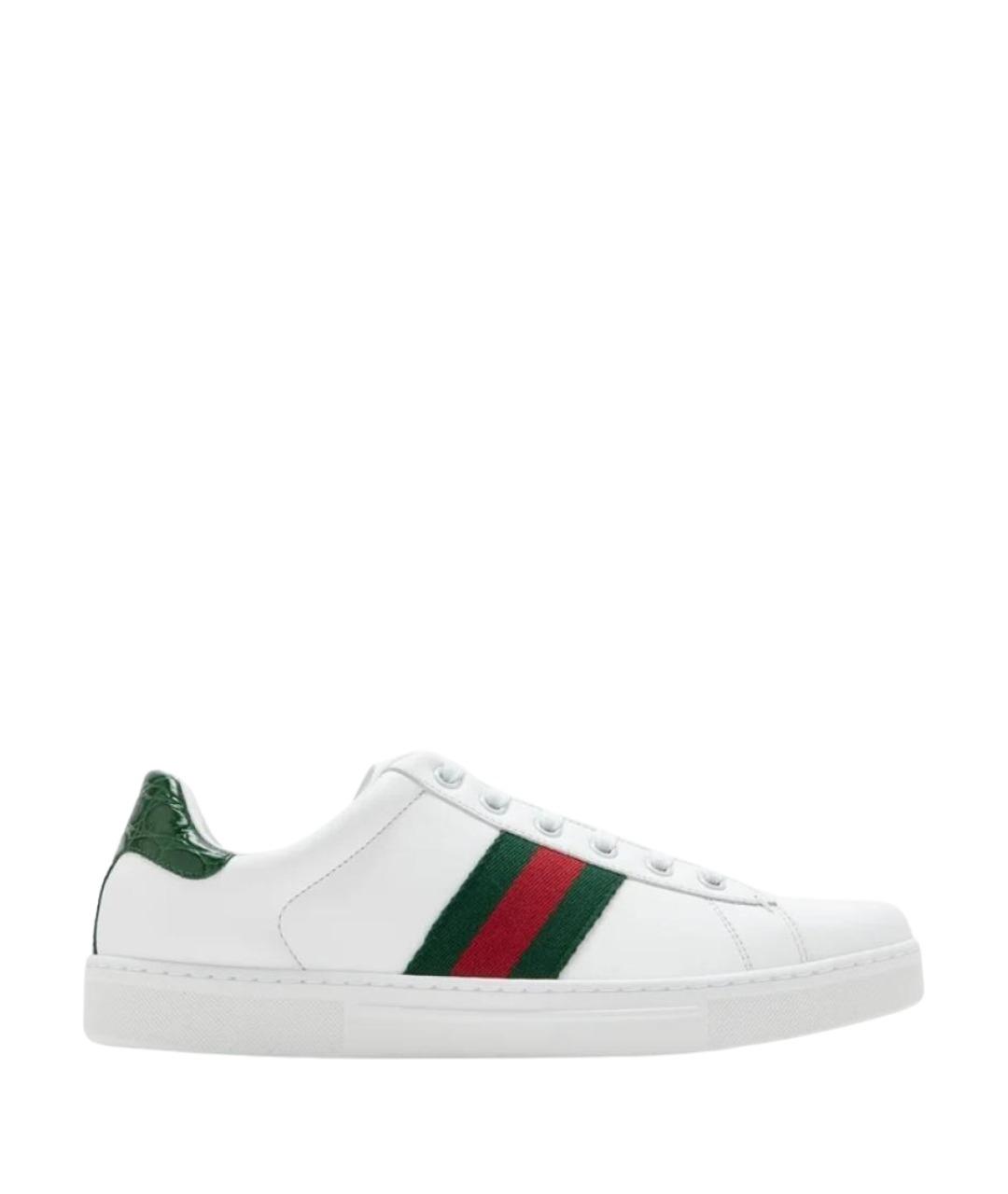 GUCCI Белые кожаные кеды, фото 1