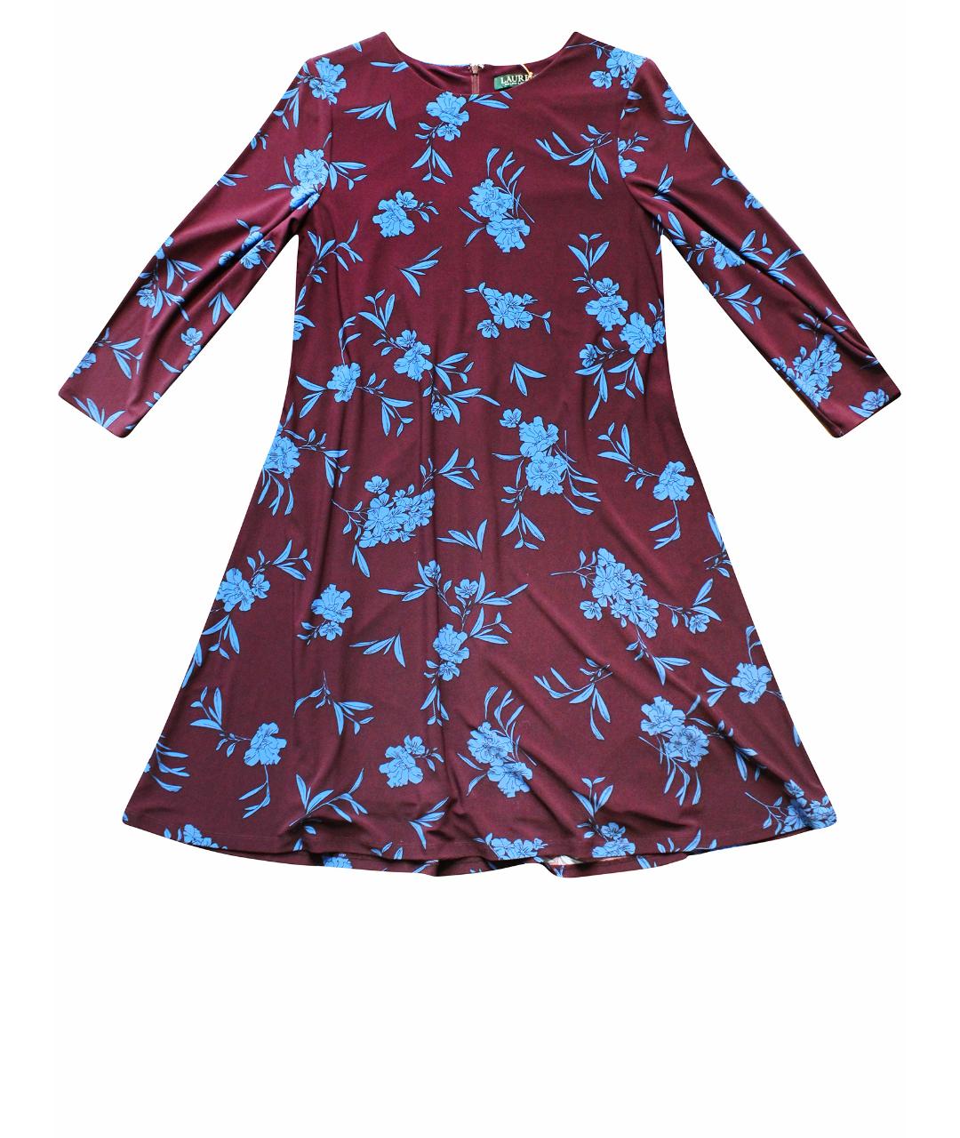 RALPH LAUREN Бордовое полиэстеровое повседневное платье, фото 1