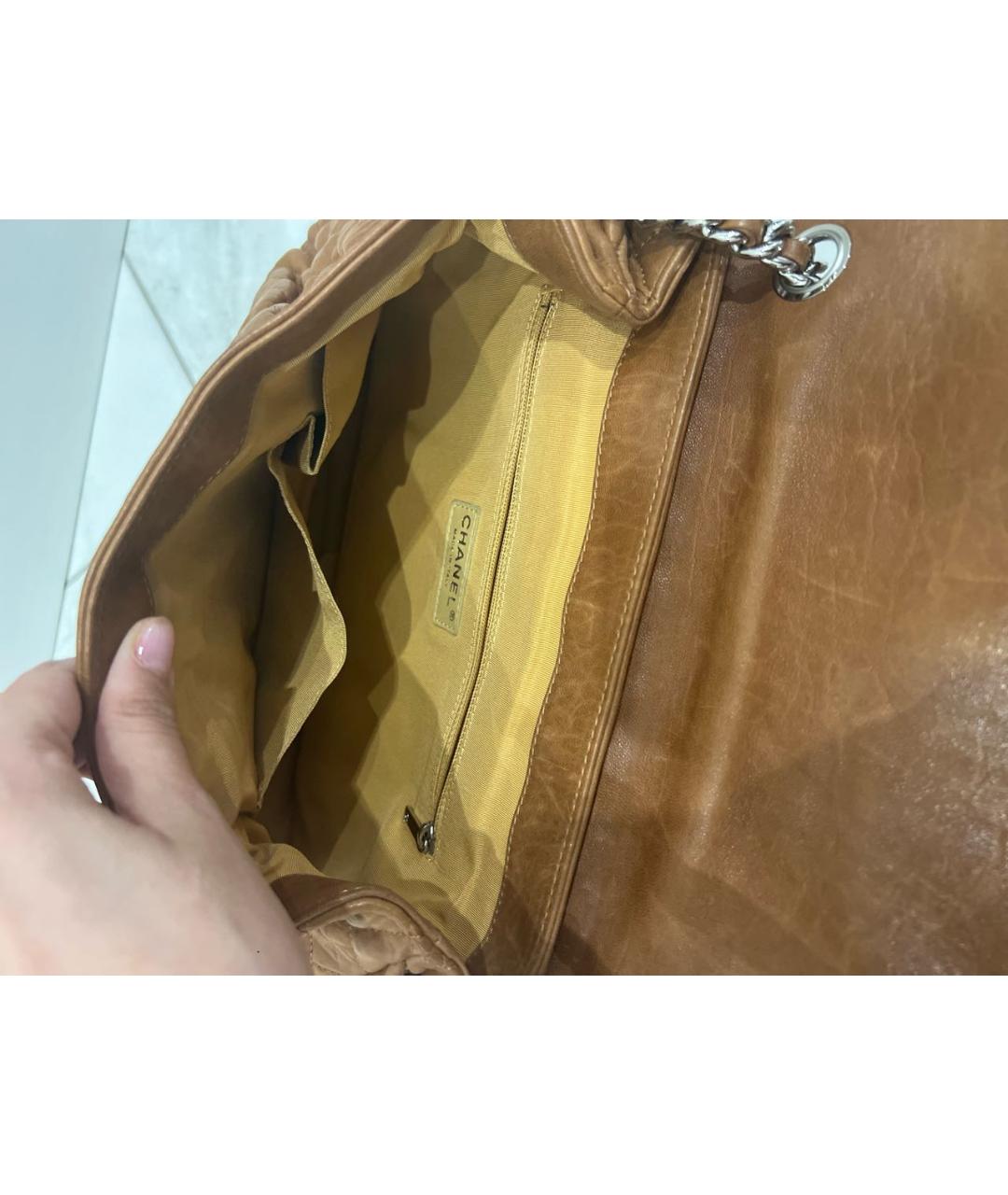 CHANEL PRE-OWNED Коричневая кожаная сумка через плечо, фото 4
