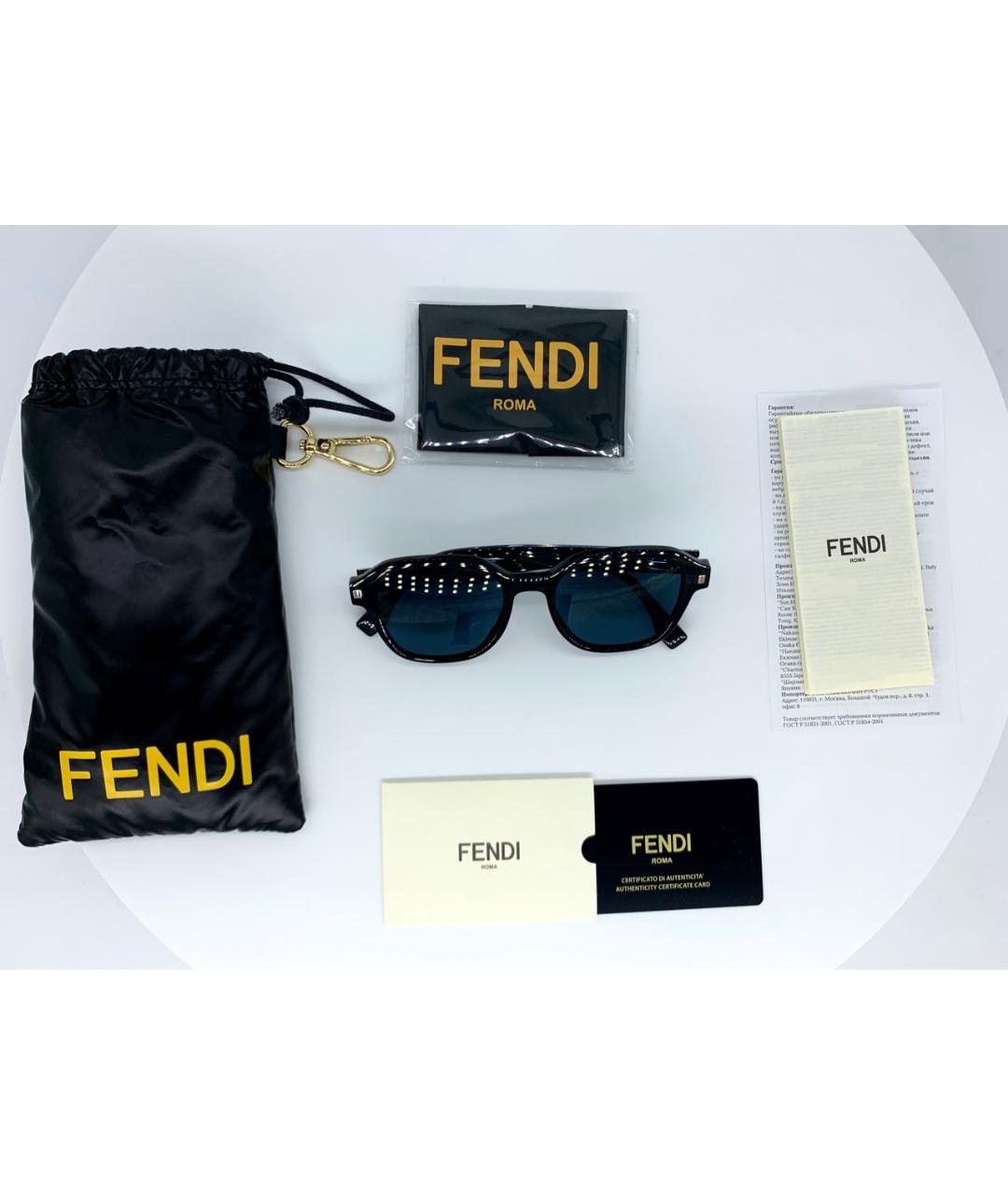 FENDI Черные пластиковые солнцезащитные очки, фото 4