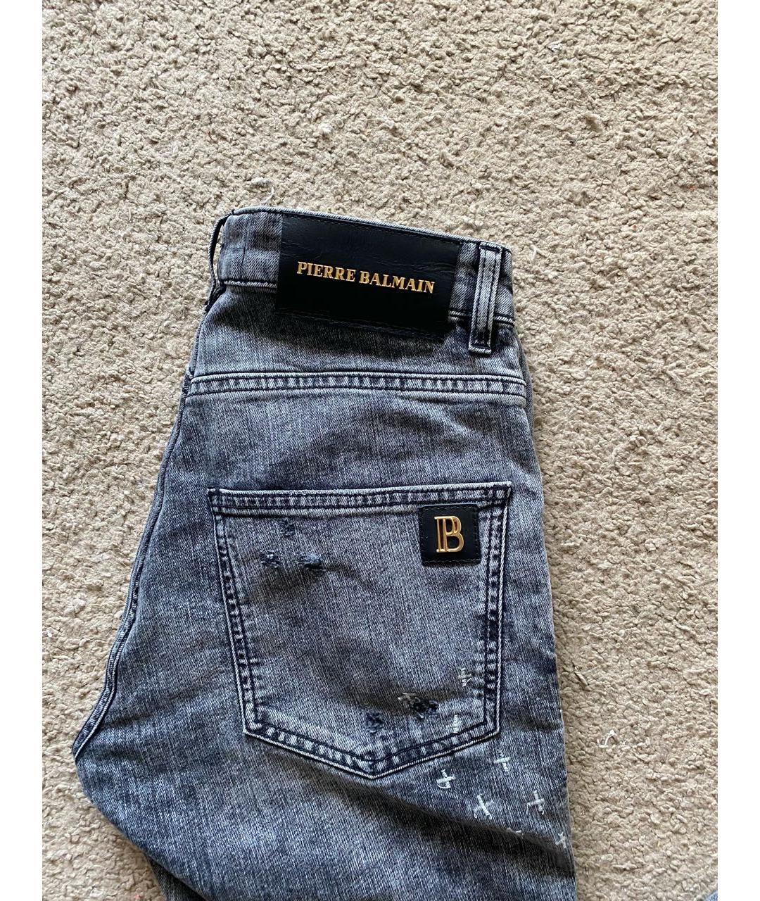 PIERRE BALMAIN Антрацитовые хлопковые джинсы скинни, фото 4