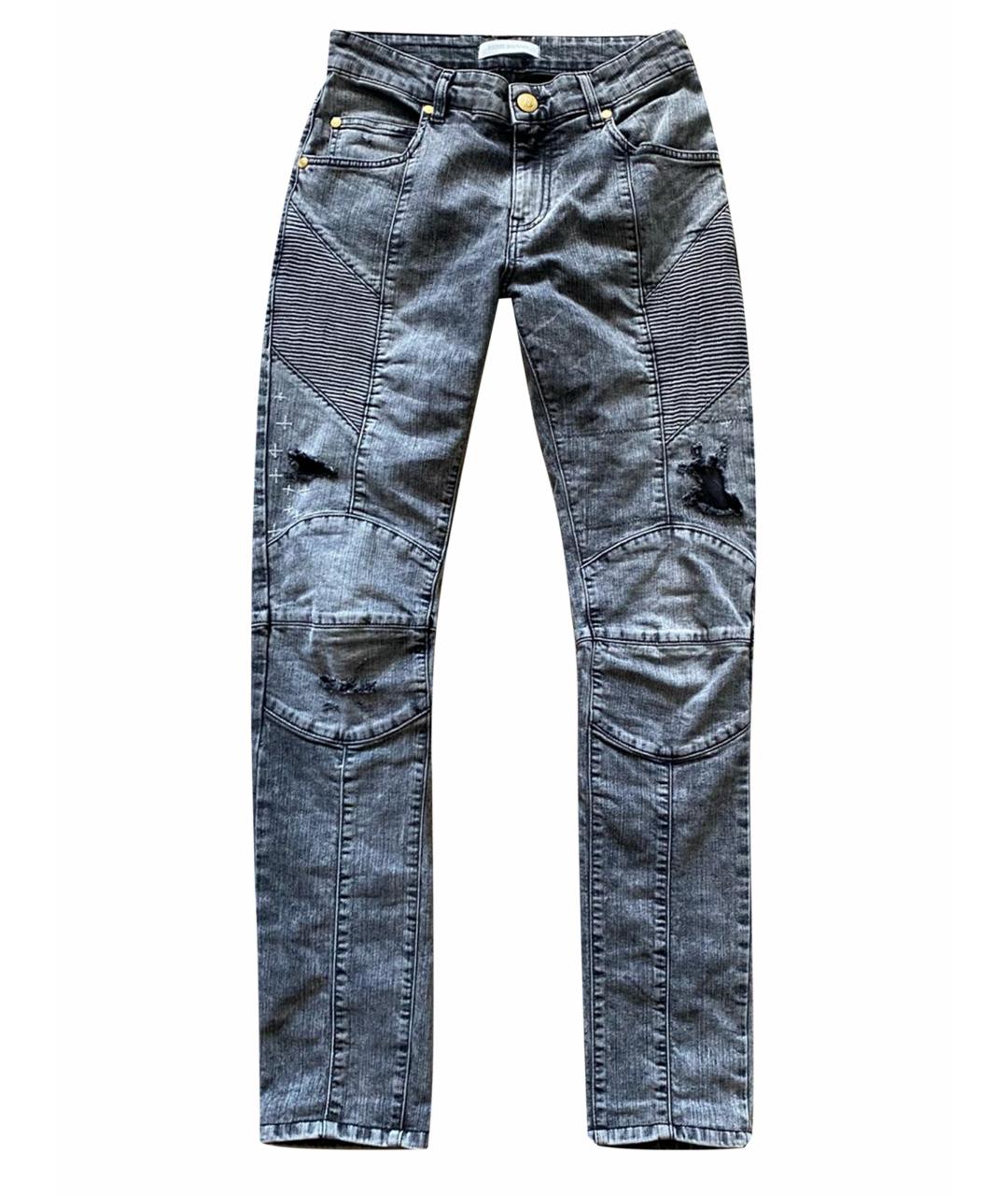 PIERRE BALMAIN Антрацитовые хлопковые джинсы скинни, фото 1