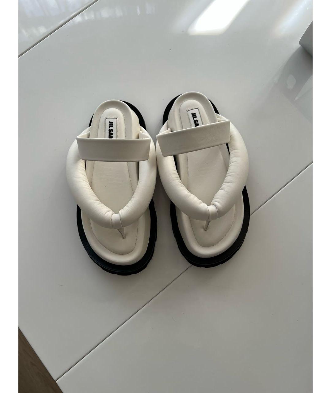 JIL SANDER Белые кожаные сандалии, фото 3