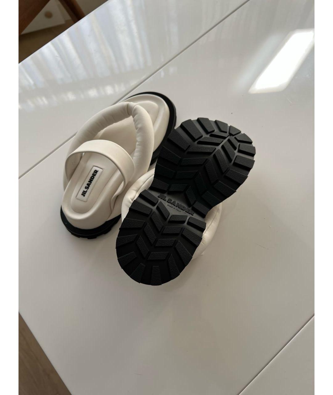 JIL SANDER Белые кожаные сандалии, фото 5