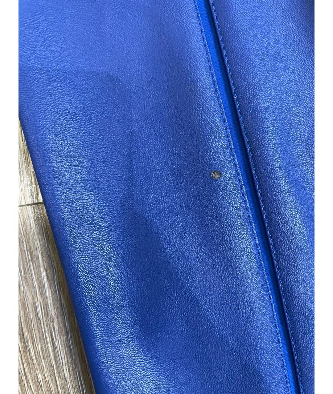 ELISABETTA FRANCHI Синие кожаные брюки узкие, фото 6