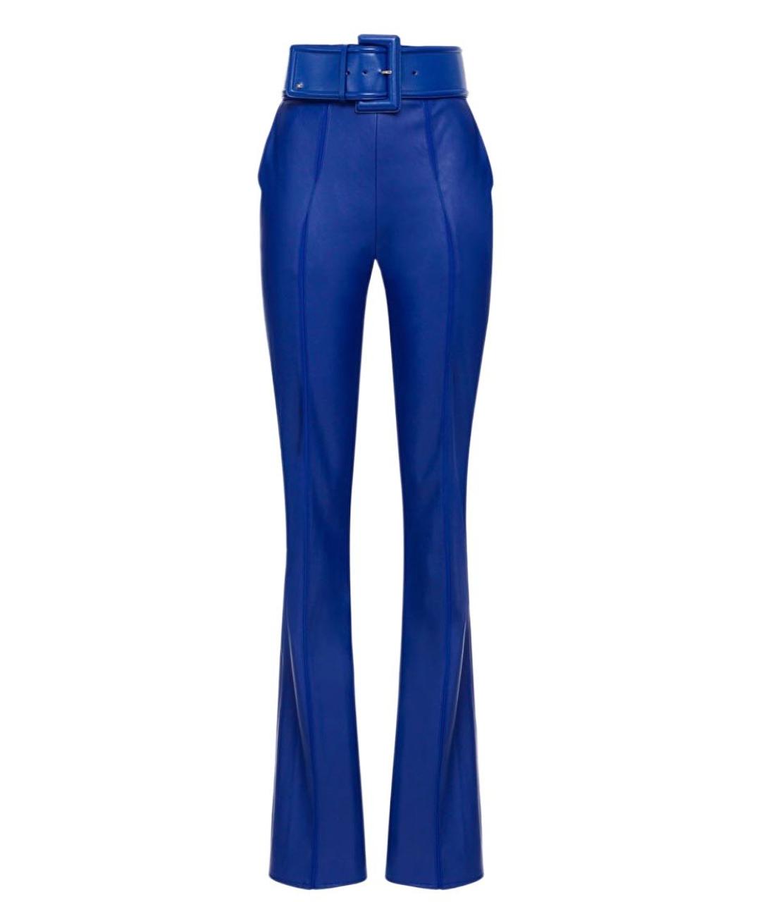 ELISABETTA FRANCHI Синие кожаные брюки узкие, фото 1