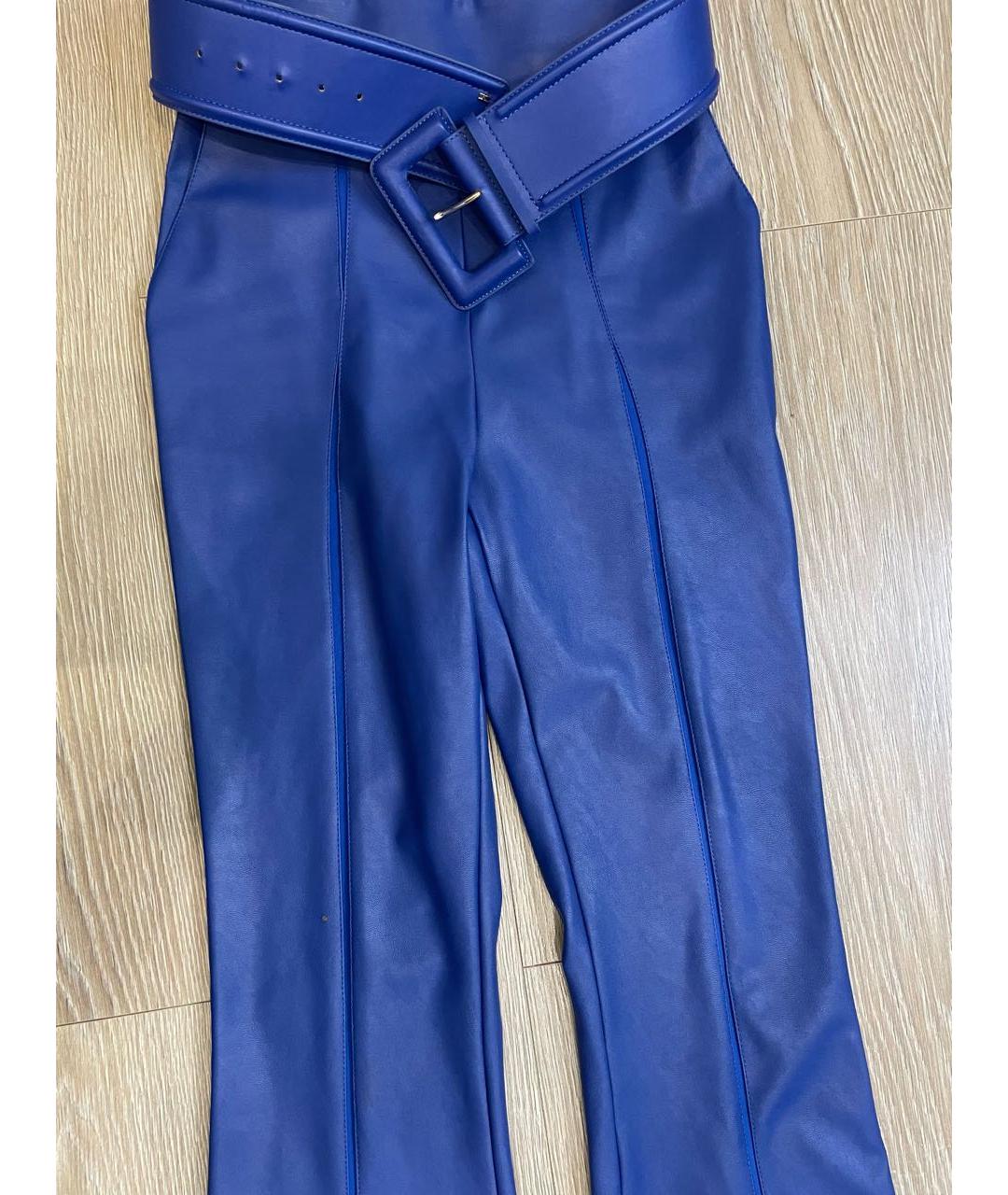 ELISABETTA FRANCHI Синие кожаные брюки узкие, фото 5