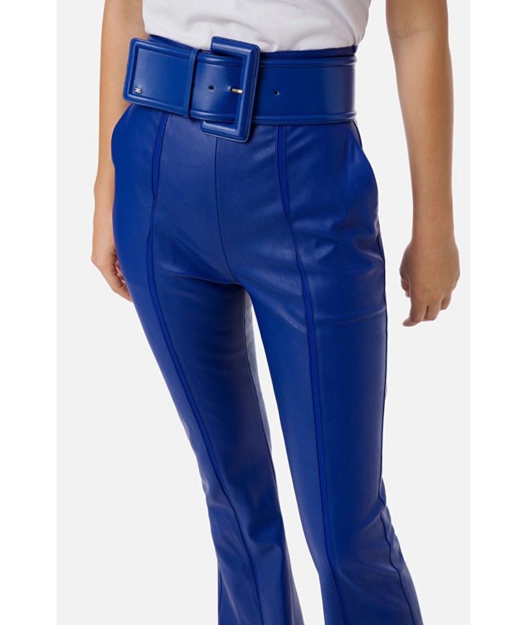 ELISABETTA FRANCHI Синие кожаные брюки узкие, фото 2